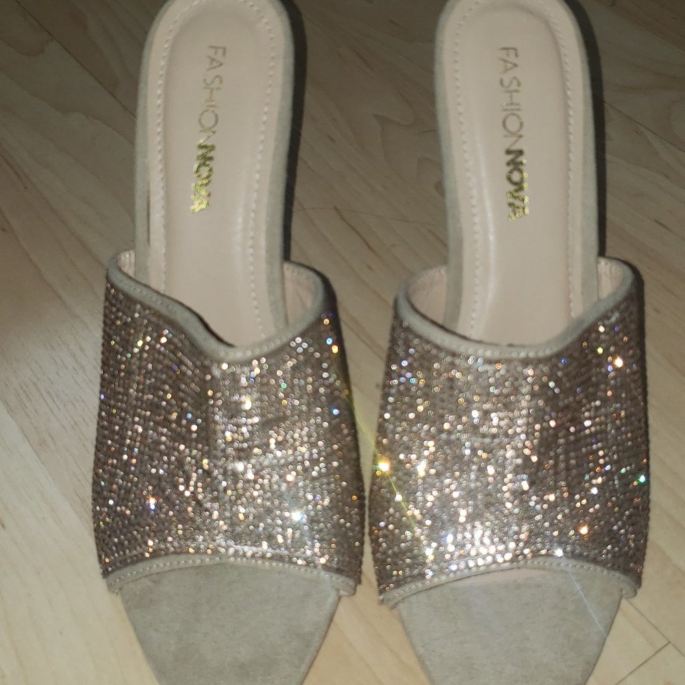 Gold Rhinestone heels